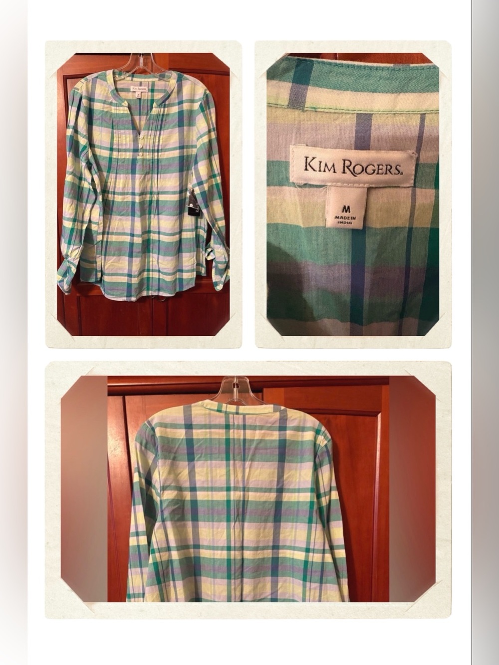 Kim Rogers Multicolor Plaid‎ Shirt #1546